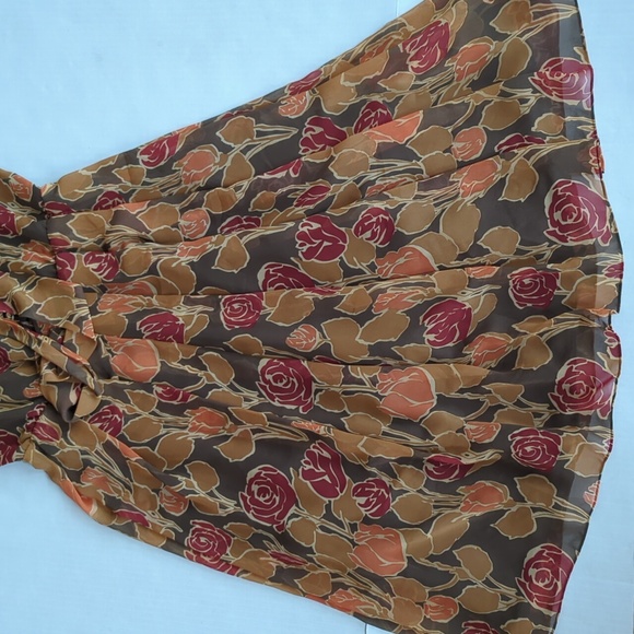 Isaac Mizrahi Floral Flowy Sleeveless Lined Dress 8 Brown Red Orange - Picture 16 of 16